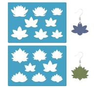 GORGECRAFT 2 Styles Pochoir de Lotus Réutilisable en Cuir Fleur de Lotus Forme de Bijoux Boucles D'Oreilles Modèles de Fabrication Pochoirs de Découpe Acrylique pour Bracelets DIY Scrapbooking 13x9cm