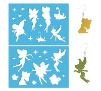 GORGECRAFT 2 Styles Pochoirs de Fées Réutilisables Modèles D'Anges de Rêve Petites Fées Acrylique Lapidaire Coupe Cuir Modèle de Bijoux pour Peinture Sur Bois Scrapbook Mur Sol Boucles D'Oreilles