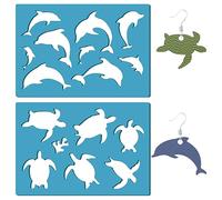 GORGECRAFT 2 Styles Sea Animal Tortues Pochoir Dauphin Boucles D'Oreilles Fabrication Modèle Réutilisable Océan Corail Bijoux Forme Modèles Cuir Acrylique Coupe Pochoirs pour Bracelets Bricolage