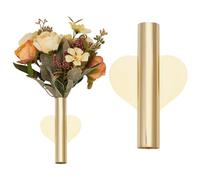 GORGECRAFT 2 Vase Mural en Forme de Cœur en Métal Doré et Acier Inoxydable Autocollant à Suspendre pour Plantes Séchées Décoration Murale pour la Maison Le Bureau Le Salon la Chambre à Coucher