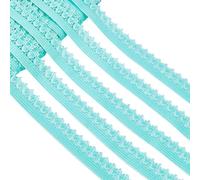 GORGECRAFT 20 m de Bord Froncé Extensible de 13 mm de Large pour Lingerie Bordure en Dentelle Élastique Ruban de Cordon en Dentelle Crochetée pour Emballage Cadeau Aigue-Marine Moyenne
