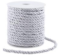 GORGECRAFT 20 m X 5 mm Cordon Torsadé en Polyester Ficelle Décorative Tressée pour Décoration D'Intérieur Embrasse de Rideau Tapisserie D'Ameublement Cordon d'honneur Couture Travaux Manuels Argent
