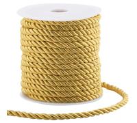GORGECRAFT 20 m X 5 mm Cordon Torsadé en Polyester Torsadé en Soie Ficelle Décorative Tressée pour Décoration D'Intérieur Embrasse de Rideau Ameublement Cordon d'honneur Couture Travaux Manuels Doré