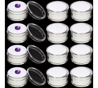 GORGECRAFT 20 Petite Boîte de Présentation de Bijoux Ronde Vide Boîte de Présentation de Pierres Précieuses en Diamant en Vrac Couvercles Transparents à Pression Étui Rempli D'Éponge Blanche Support
