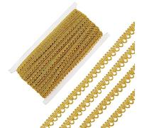 GORGECRAFT 20 Yards 10mm Garniture Tresse Métallique Doré Floral Dentelle Ruban Embellissement Fleur Motif Garnitures Bord pour Couture Mariage Vêtements de Mariée Bijoux Accessoires Abat-Jour Maison