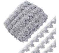 GORGECRAFT 20 Yards Métallique Tresse Dentelle Garniture Argent Fleur Motif Dentelle Ruban Décoré Gimp Frange Garniture Gland pour DIY Bijoux Artisanat Mariage Costume de Mariée Couture Faire