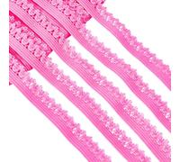 GORGECRAFT 20m de Bord Froufrous Extensible de 13mm de Large en Dentelle Élastique Picot pour Lingerie Sangle en Dentelle Crochetée Ruban pour Embellissements de Vêtements Emballage Cadeau Rose Foncé