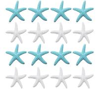 GORGECRAFT 20PCS Résine Étoile de Mer Ornements Coloré Océan Mer Plage Thème Mini Crayon Artificiel Doigt Étoile de Mer Décor pour Arbre de Noël Suspendu Fête de Mariage Artisanat Bleu Blanc
