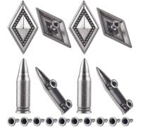 GORGECRAFT 24 Ensembles de Rivet Clous Carré Argentés Antiques Style Tibétain en Forme de Diamant Punk Spikes Rivets en Métal Sculptés Conchos Spike et Studs pour Cuir Vêtements Jeans Sacs Arts