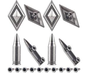 GORGECRAFT 24 Ensembles de Rivet Clous Carré Argentés Antiques Style Tibétain en Forme de Diamant Punk Spikes Rivets en Métal Sculptés Conchos Spike et Studs pour Cuir Vêtements Jeans Sacs Arts