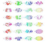 GORGECRAFT 24 Pcs Pochoirs de Peinture de Visage Modèle de Peinture de Corps Halloween Thème Crâne Araignée Sorcière Chauve-Souris Motif de Citrouille Réutilisable Pochoirs de Tatouage Doux