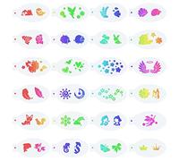 GORGECRAFT 24 Pcs Pochoirs de Peinture de Visage Modèle de Peinture de Corps Papillon Lapin Pingouin Mer Animal Fée Licorne Motif de Renard Pochoirs de Tatouage Doux Réutilisables pour Cosplay Partie