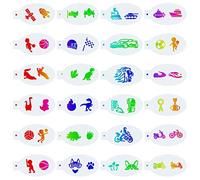 GORGECRAFT 24 Pcs Visage Peinture Pochoirs Corps Peinture Modèle Véhicule Avion Navires Balle Sports Animaux Dinosaures Motif Réutilisable Doux Pochoirs de Tatouage pour Cosplay Sports Party Corps