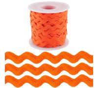 GORGECRAFT 25 Yards Rick Rack Trim 10mm Ric Rac Ruban Noël Orange Zig Zag Wave Bending Lace Trim S Shaped Lace Ribbon Polyester Woven Braided Fabric avec Bobine pour Couture Bricolage Artisanat