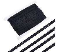 GORGECRAFT 25mX7mm de Galon Décoratif en Polyester Noir Ruban de Dentelle Tissé en Forme de Mille Pattes pour Costumes Rideaux Abat Jour Couture Tapisserie Fabrication de Bijoux et de Cartes