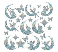 GORGECRAFT 25pcs Fée Fenêtre Adhère Anti-Collision Papillon Arc-en-Ciel Fenêtre Verre Alerte Autocollants pour Oiseaux Frappe Ange Décalcomanies Non Adhésif pour Portes Coulissantes Fenêtres Verre