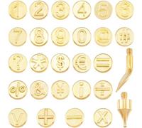 GORGECRAFT 26 Ensemble de Pointes de Pyrogravure en Laiton Doré Kit de Cuivre Symbole Numérique Pochoir de Soudure Brûleur en Cuir Ensemble D'Outils de Pyrogravure Ensembles de Modèles