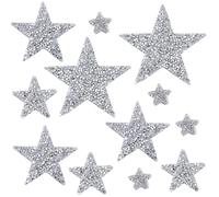 GORGECRAFT 28 Pièce 4 Styles Applique Étoile Argentée Thermocollante Strass Embellissements Paillettes et Sequins Décoratifs pour Robe de Mariée Vêtements Sac Chapeau Jean Jean Sac à Dos