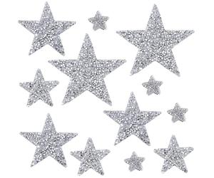 GORGECRAFT 28 Pièce 4 Styles Applique Étoile Argentée Thermocollante Strass Embellissements Paillettes et Sequins Décoratifs pour Robe de Mariée Vêtements Sac Chapeau Jean Jean Sac à Dos