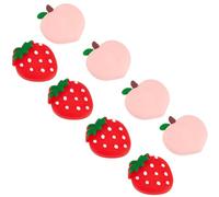 GORGECRAFT 2lot 8 poignées de Pouce pour Joycon en Silicone Souple Fraise Pêche Fruits Capuchons de Bouton de Joystick Coque de Protection Analogique Compatible avec Contrôleur OLED Lite NS Rouge Rose