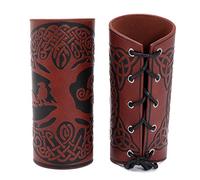 GORGECRAFT 2PCS Bracelet en Cuir avec Motif Arbre de Vie Brassards Poignet Protège-Bras Protège-Bras Tir à L'Arc Boucle Brassards Unisexe Poignets en Cuir pour Hommes Femmes (Marron Noix de Coco)