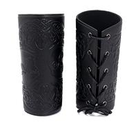 GORGECRAFT 2PCS Bracelet en Cuir avec Motif Arbre de Vie Brassards Poignet Protège-Bras Protège-Bras Tir à l'arc Boucle Brassards Unisexe Poignets en Cuir Brassard pour Hommes Femmes (Noir)
