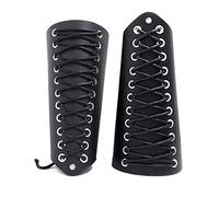 GORGECRAFT 2PCS Cuir Bracer Gauntlet Bracelet Médiéval Armure Viking Poignet Bande Gardes Bras Garde Tir à l'arc Boucle Brassards Unisexe Cuir Poignets Brassard Bijoux Costume Kit pour Hommes (Noir)