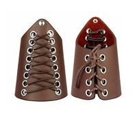 GORGECRAFT 2PCS Cuir Bracer Gauntlet Wristband Médiéval Vambrace Cuir Arm Guards Unisexe Menottes en Cuir Brassard Bijoux Costume Kit pour Hommes (Café)