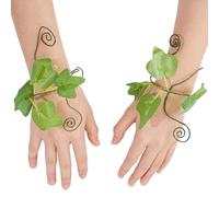 GORGECRAFT 2pcs Manchette en Plastique et Fer Motif Lierre Fleurs de Poignet Mariage,Feuilles Vertes pour Un Déguisement de Fée de Forêt,Mère Nature pour Halloween Renaissance Médiévales Cosplay
