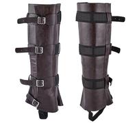 GORGECRAFT 2pcs Protège Jambes de Chevalier Médiéval Couvre Bottes Renaissance en Simili Cuir Guêtres de Chevalier Viking Marron Noix de Coco Steampunk Boucle de Ceinture Réglable Halloween Cosplay