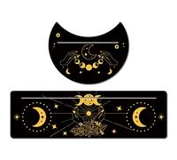 GORGECRAFT 2pcs Support de Carte de Tarot en Bois Porte-Carte de Tarot Noir 5" Forme de Lune et 10" Cartes de Tarot en Bois Rectangle Support D'Affichage Sorcière Divination, Lune et Main D'Espoir