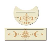 GORGECRAFT 2PCS Support de Cartes en Bois pour Tarot 5" Forme de Lune et 10" Rectangle Cartes de Tarot en Bois Support D'Autel Support D'Affichage Sorcière Outils de Divination (Phase de Lune et Oeil)