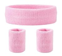 GORGECRAFT 3 Ensemble de Bandeaux de Sport Néon pour Poignets Bandes Athlétiques Absorbant la Transpiration Bandeau de Tête pour Compétitions Sportives Bandeaux en Tissu Éponge Respirant Rose Perle
