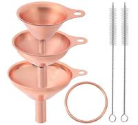 GORGECRAFT 3 Entonnoir en Acier Inoxydable de Qualité Alimentaire en Or Rose Ensemble D'Entonnoirs en Métal de Petite Moyenne et Grande Taille avec Brosses de Nettoyage Conteneurs de Cuisine