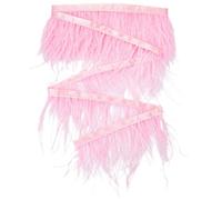 GORGECRAFT 3 m de Plumes D'Autruche Frange Artisanat 13 cm Plumes Plumes avec Ruban de Satin Accessoires D'Ornement pour DIY Robe Couture Vêtements Accessoires Costumes Décoration, Rose