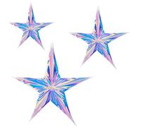 GORGECRAFT 3 pièce 3 Styles de Fête en Forme D'Étoile Irisée en Plastique Coloré Arc en Ciel Brillant Hexagone Décorations de Vacances Pliables à Suspendre pour Noël Anniversaire Mariage Douche