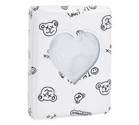 GORGECRAFT 3 Pouce Mini Album Photo Kpop Photocard Binder Love Heart Hollow Photo Card Holder 40 Poches Idols Card Collector Book avec Cute Bear Pattern Kpop Album Display Storage Supplies, Blanc