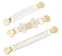 GORGECRAFT 3 Styles Vintage Chemise Robe Pinces Blanc Fausse Perle Alliage Perlé Or Cardigan Pull Châle Clip Chemise Cinch Broche pour Femmes Vêtements Manteau Écharpe Porter Accessoires Cadeaux