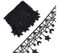 GORGECRAFT 3 Yards Noir Brodé Dentelle Garniture Ruban MoonStar Venise Floral Couture Crochet Dentelle Tissu Broderie de Mariage Applique Patch Autocollant pour DIY Artisanat Couture Emballage Cadeau