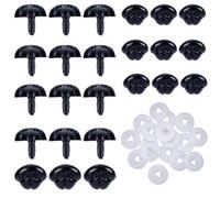 GORGECRAFT 30 Nez de Poupée en Plastique Noir,Artisanat de Sécurité à Coudre,Nez de Chien avec Rondelles,Crochet,Fournitures pour Ours,Chiot,Marionnette,Animaux en Peluche,Amigurumi,Artisanat 27mm