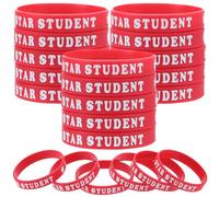 GORGECRAFT 30 pcs Bracelet en Silicone Bracelets en Caoutchouc Rouge Bracelets de Basket-Ball Imperméable Léger Élastique Bracelet de Sport avec Mot Étoile pour Football Gym Sport Fête