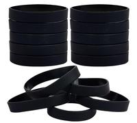 GORGECRAFT 30 pièces Bracelets en Silicone de Couleur Unie Bracelets Noirs Bracelet de Basket-Ball Imperméable Léger Élastique Bracelet de Sport pour Football Gym Fête