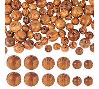 GORGECRAFT 300 pièce de Perles en Bois Naturel de 3 tailles Perles en Vrac Bois 10mm 14mm 23mm Diamètre Rondes Burlywood Boule 4mm D'Espacement Macramé pour Noël