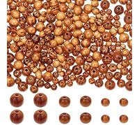GORGECRAFT 300 pièces 3 tailles de Perles en Bois Naturel BurlyWood Perles Rondes en Bois 6mm 8mm 10mm Diamètre Perles Entretoises Boules pour Bricolage Perles Artisanat Collier Bracelet de Noël
