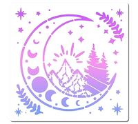 GORGECRAFT 30cm Phase de Lune Pochoir Réutilisable Peinture Plastique Dessin Modèles DIY Décoratif Montagne Étoile Arbre Feuille Modèle Pochoirs Artisanat pour Meubles Bois Mur Tissu Décor à la Maison