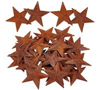GORGECRAFT 30PCS Étoile de Grange Rouillée 62mm Country Rustique Antique Vintage Cadeaux Rusty métal Barn étoile Mural de Porte Décor Mini Grange étoile pour l'artisanat Accents Halloween