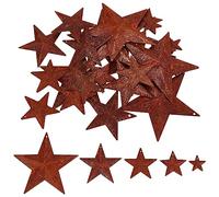 GORGECRAFT 30PCS Métal Rusty Barn Star Antique Primitives Rustic Country Tin Steel Stars Mini Étoile à Suspendre pour DIY Crafts Vintage Farmhouse Home Door Wall Decor, 5 Tailles