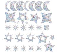 GORGECRAFT 30PCS Moon Star Window Clings Anti Collision Rainbow Window Glass Alert Prism Stickers for Birds Strike Film Vinyle Non Adhésif pour Portes Coulissantes Fenêtres Attrape-Soleil en Verre