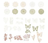 GORGECRAFT 30pcs Papier Décoratif en Dentelle 3 Styles Motif Floral Vintage Rose Papillon Rond Style Bohème Découpes Creuses en Dentelle pour Scrapbooking Agenda Album Découpage Fabrication de Cartes