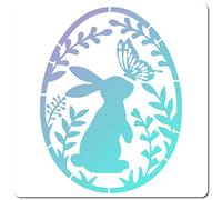 GORGECRAFT 30x30cm Pochoir Lapin Lapin de Pâques dans L'Oeuf Papillon Plante Motif Modèles Grands Pochoirs Carrés en Plastique Réutilisables Signe pour Peinture Sur Bois Mur Scrapbook Carte Plancher